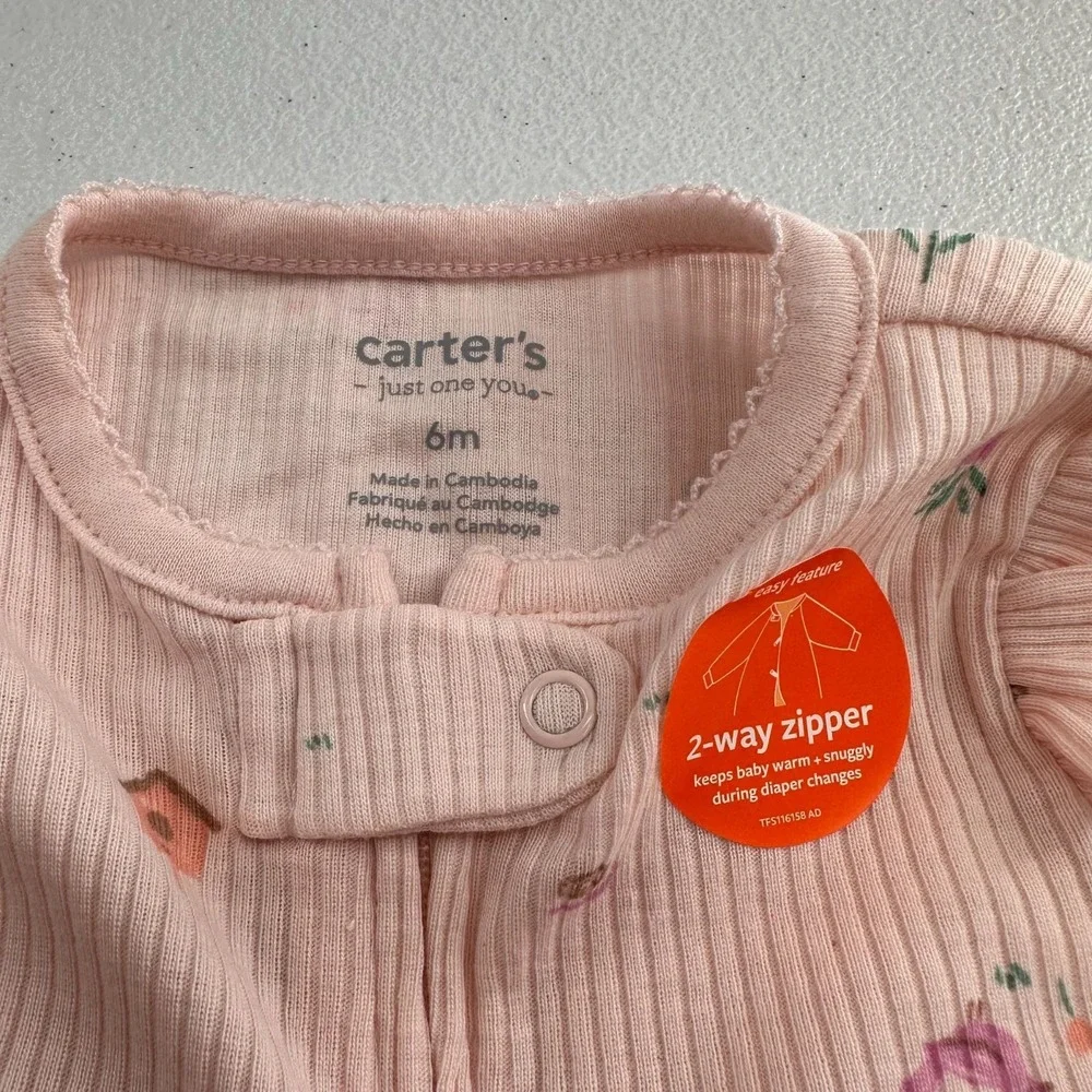 Baby Girls 2-Piece Outfit Set Carters Floral Footed Sleeper Cat Jack Romper 6-9M